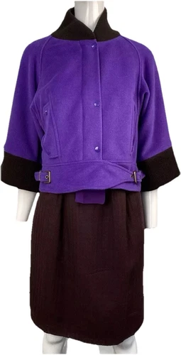 Abito e cappotto Kenzo Paris donna vintage viola e marrone taglia 40 ottime condizioni