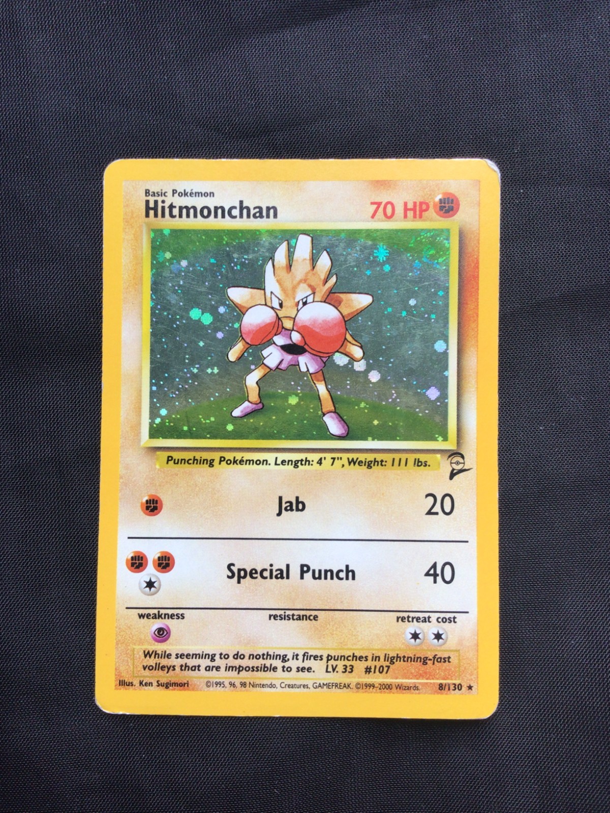 Pokemon Cards: Base Set 2 Rare Holo: Hitmonchan 8/130