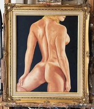 " Hard Girl Body “ VANWINKLE ORIGINAL NUDE  woman oil painting 16 x 20 signed