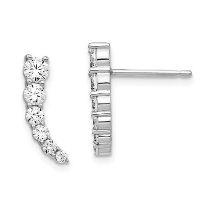 Sterling Silver Rhodium-plated 12 Stone Cubic Zirconia Drop & Dangle Earrings