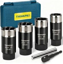 Locking Lug Nut Removal Tool Set - 6-Piece Deep Extractor Kit for Stripped Nuts