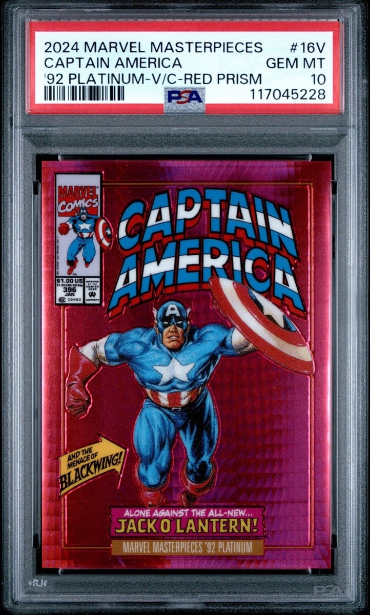 2024 Marvel Masterpieces '92 Platinum Captain America Red Prism VC