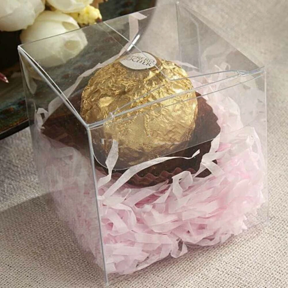 200pcs Clear Square PVC Boxes Macaron Cupcake Packing Wedding Baby Shower Favors - image 2 of 4