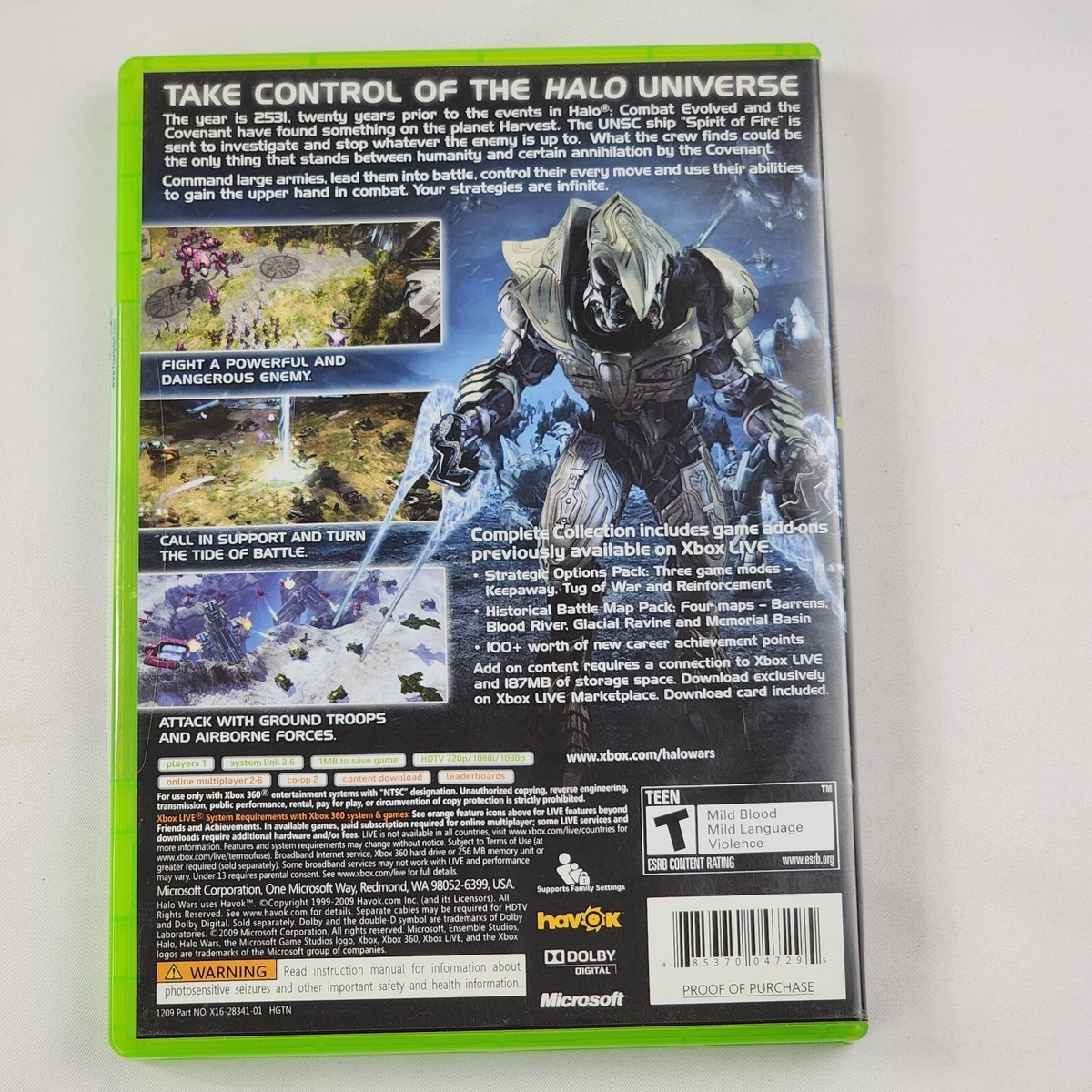 Halo Wars, Platinum Hits (Xbox 360, 2009) Complete Unused DLC
