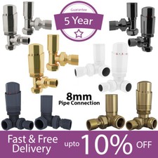 UK Radiators Thermostatic TRV Radiator Valves 8mm Angled/Corner Brass *TRVPack*
