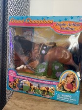 Vintage 1997 Grand Champion Running Horse & Stand Empire Toys Triple Action