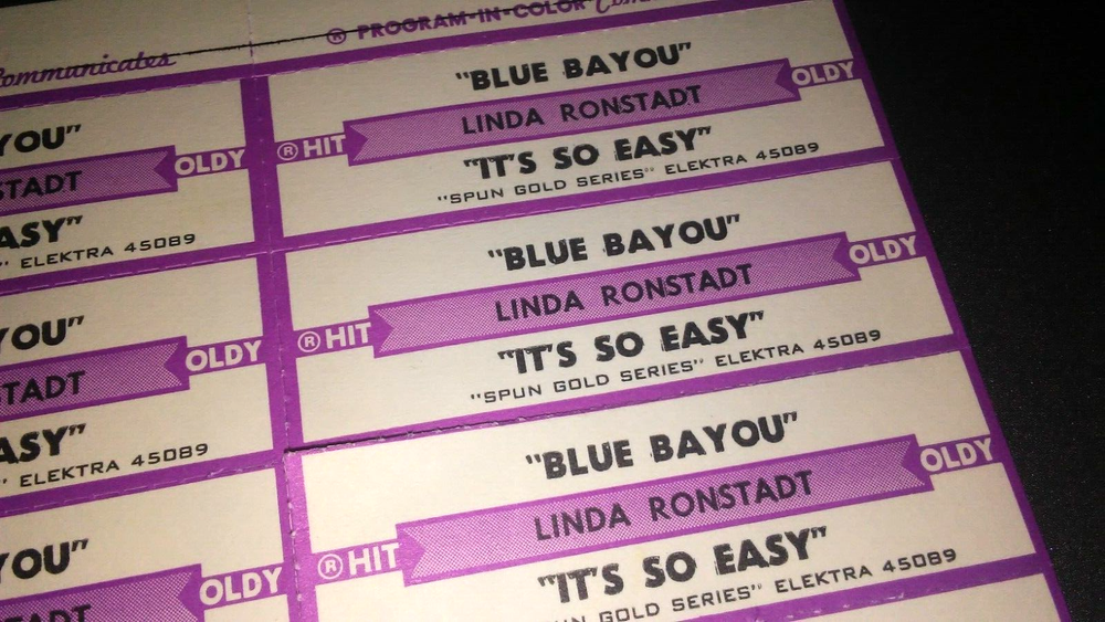 JUKEBOX STRIP (1) LINDA RONSTADT Blue Bayou/It's So Easy 45 RPM-L@@K!