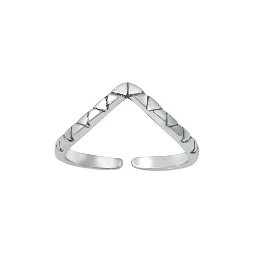 Adjustable V Snake Toe Ring Sterling Silver 925 Rhodium Plated Face Height 3 mm