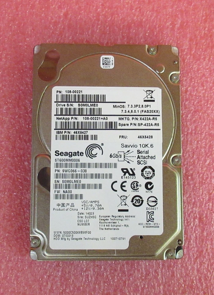 IBM NetApp 600GB 10K SAS 6Gb/s 2.5" 64MB Hard Drive HDD 46X5427 SP-422A-R5 - Image 2 of 4