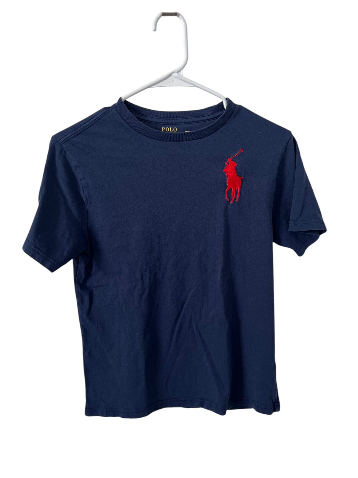T shirt Ralph Lauren ragazzo grande pony blu cotone taglia 10 12 manica corta preppy casual
