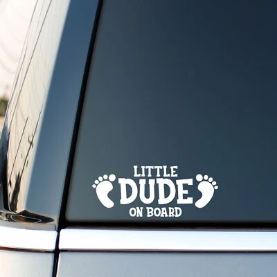 Little Dude On Board Baby Feet Funny Warning Car Window Sticker Vinyl Decal