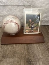1990 Upper Deck Steve Avery Atlanta Braves #65 Sighned baseball on stand with ca