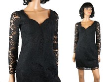 90s Mini Dress XS Vintage Little Black Dress Lace Cocktail Gown Long Sleeve