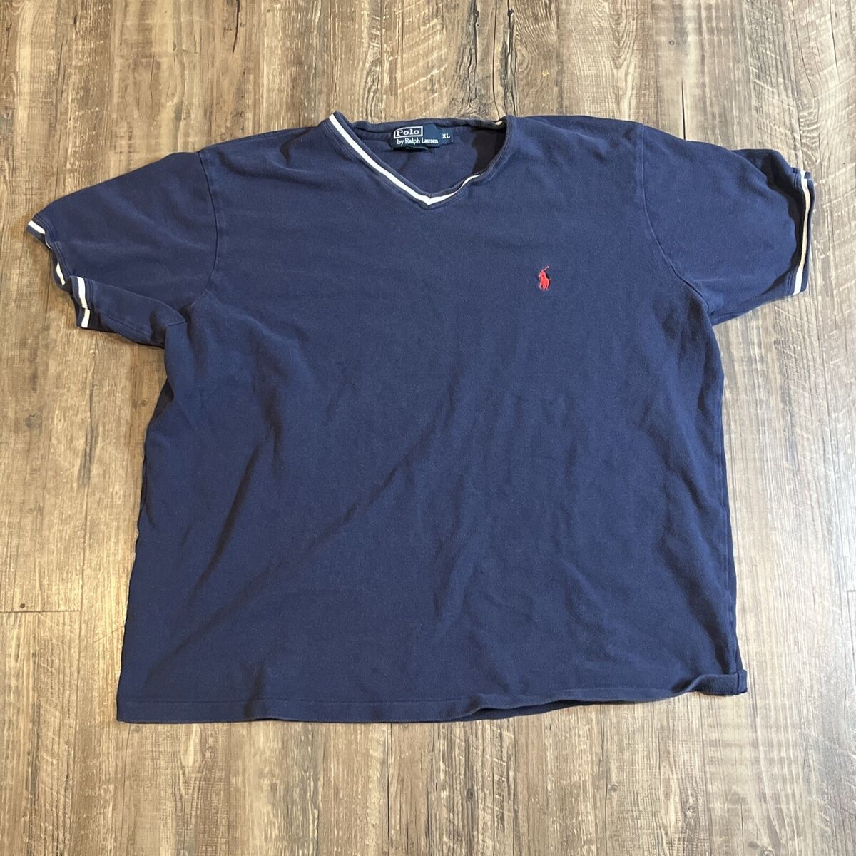 Polo Ralph Lauren Vintage V-neck Tshirt Size Xl Red Horse Polo Ralph Lauren Vintage V-neck Tshirt Size Xl Red Horse