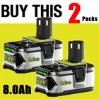 2Pack For RYOBI ONE Plus P108 18V 8.0Ah High Capacity Battery 18 Volt Lithium