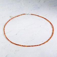 Carnelian Beaded Necklace for her Delicate Stone Choker Healing Crystal Necklace