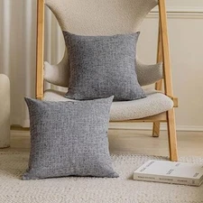  Gray Pillow Covers 18x18 Inch Washable and Soft Lined 18 x 18-Inch Ash Grey