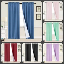 2pc light blocking window curtain panel  microfiber mate blackout solid R64