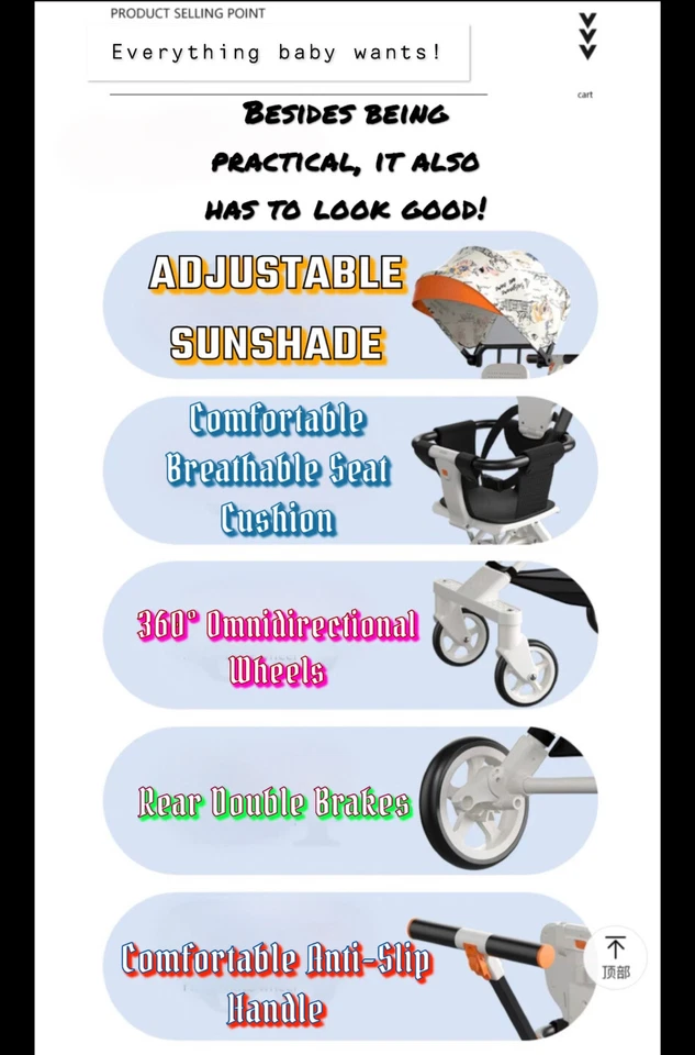 Premium Lightweight Folding Stroller With One Button Fold, 360 Degree Wheels - Image 4 of 4