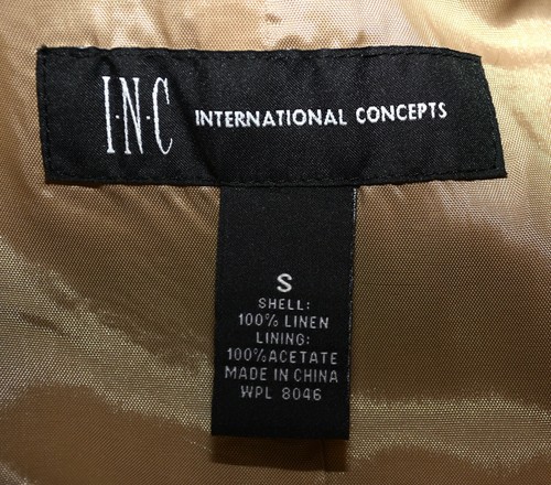 INC International Concepts Golden Beige Linen Womens Zip Jacket Size S - Picture 12 of 12