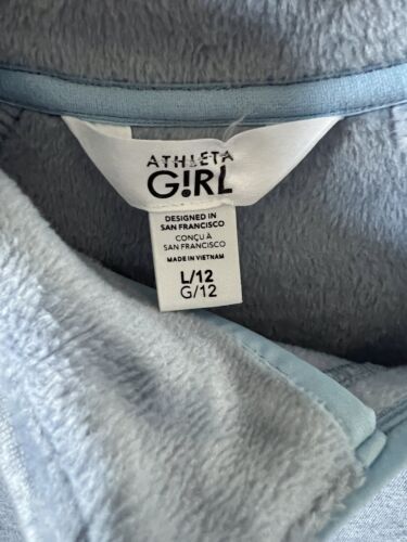Athleta Girl Cozy Karma Wrap Pullover Sweatshirt Belize Blue Heather Size L/12 - Picture 3 of 9