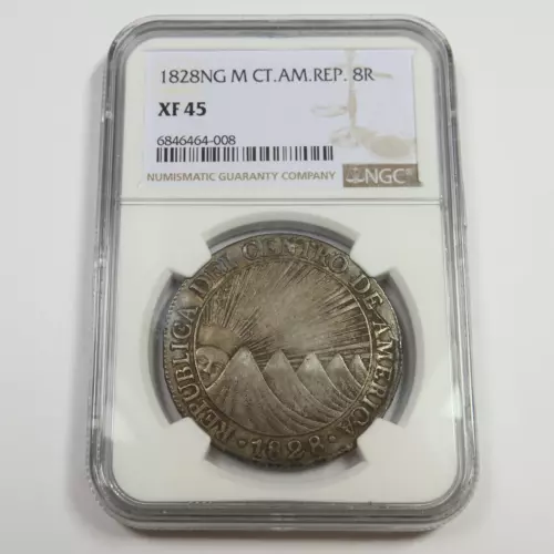 1828 NG M CT AM REP NGC XF45 - GUATEMALA - Silver 8 Reales 8R Coin #52270A