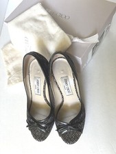 Jimmy Choo Genuine Jackie Peep Toe Pumps - Purple/Black - 37.5