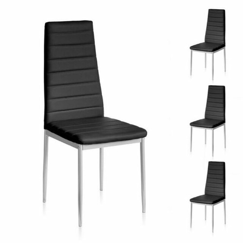Chaise Bois Venezia Grise – Assise Simili Cuir Anthracite, Fabrication Italienne