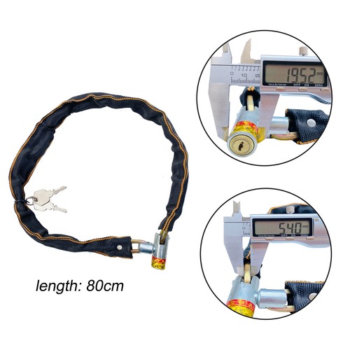 Bike Chain Lock Anti-Scratch Solid with Keys MTB Road Bike Safety Anti-Theft - Picture 5 of 11