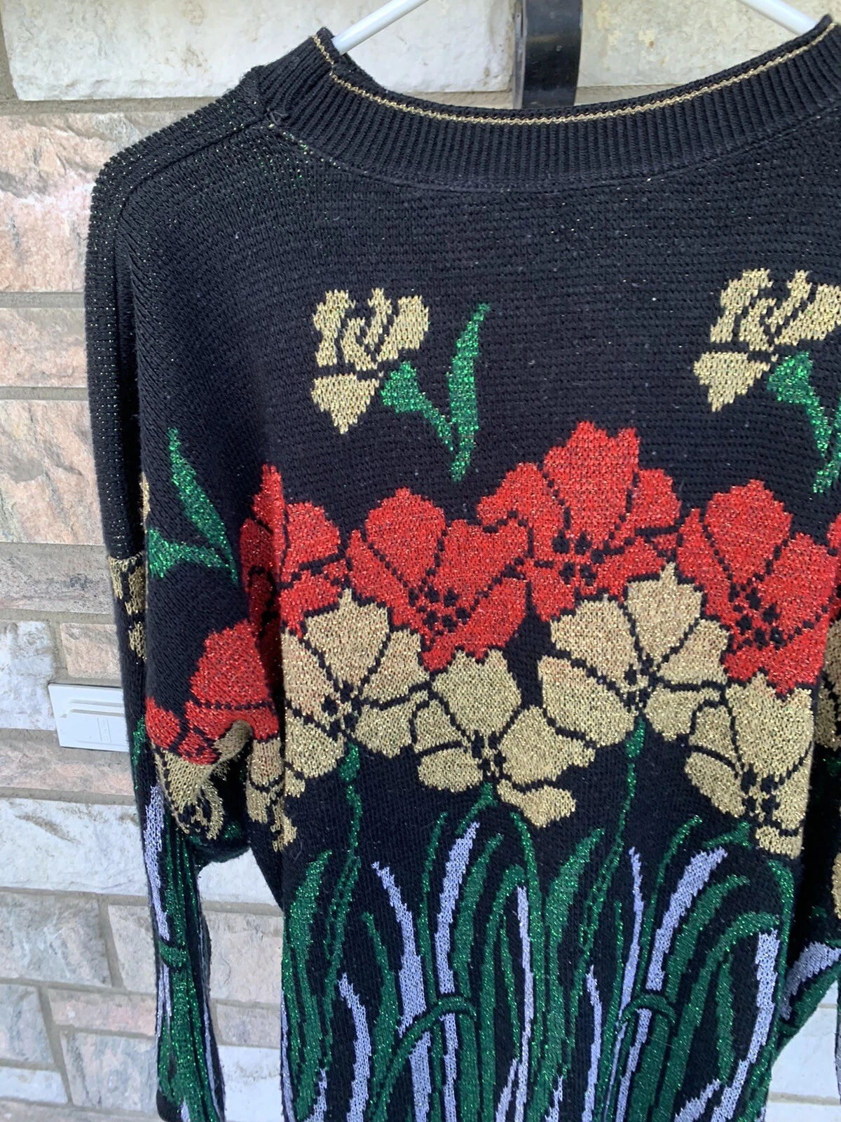 Nutcracker Ugly Christmas Sweater Floral Womens Plus size 2x Sparkly Lurex