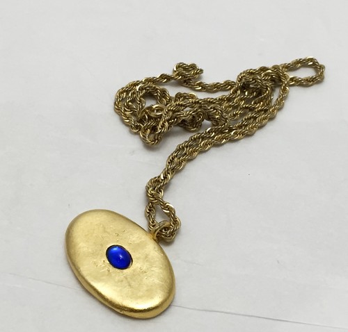 Vintage 14KGE Rope Necklace with Oval Pendant - Picture 4 of 7