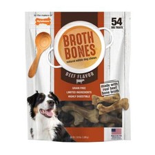 Nylabone Grain Free Real Beef Bone Broth Natural Dog Chews 54 Treats 2.38 Pounds