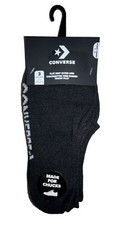Converse Flat Knit Ultra Low Socks 3 Pair Women 4-10 Black w White Logo 4 Chucks