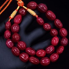 Najbardziej wybitny rzeźbiony czerwony rubin 554,00 Cts Naszyjnik z koralików Biżuteria VK 46 E623