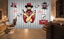 3D Gray Plank B057 Hair Cut Barber Shop Wallpaper Wall Mural Self-adhesive Vera