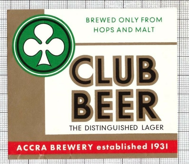 GHANA Accra Brewery CLUB beer label C2115 094 eBay