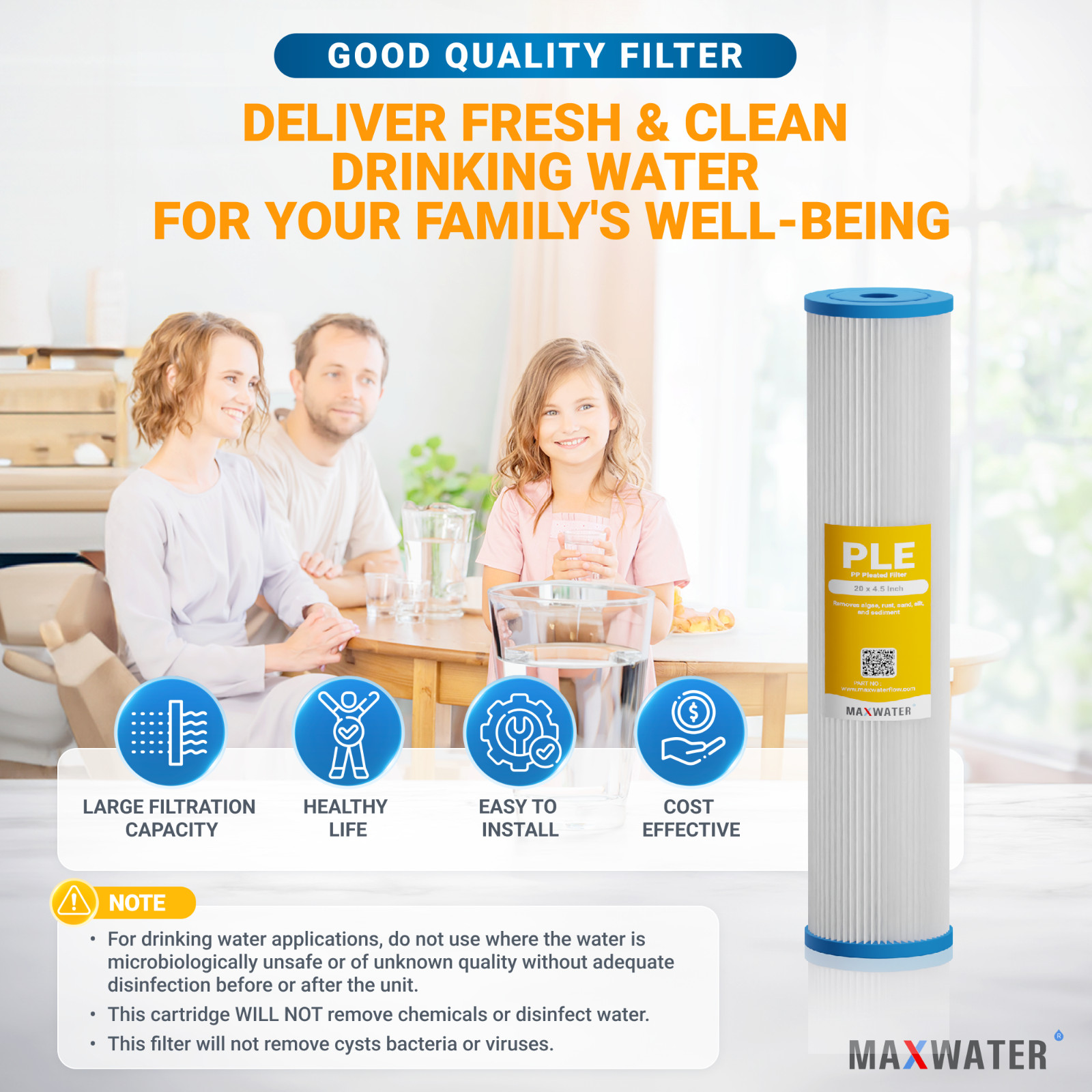 4 Big Blue 20" x 4.5" Pleated Washable Sediment Water Filter 5 micron 