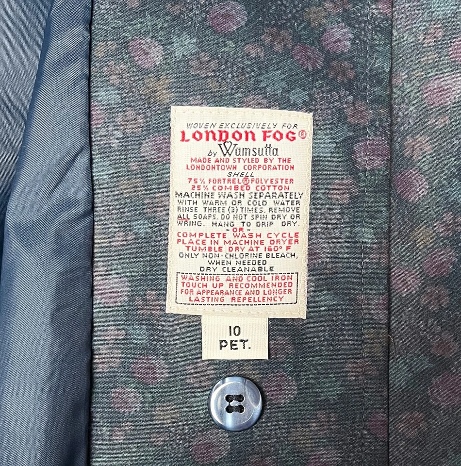 Abrigo de lluvia vintage London Fog para mujer talla 10 pequeño estampado floral impermeable Foto 4 de 4