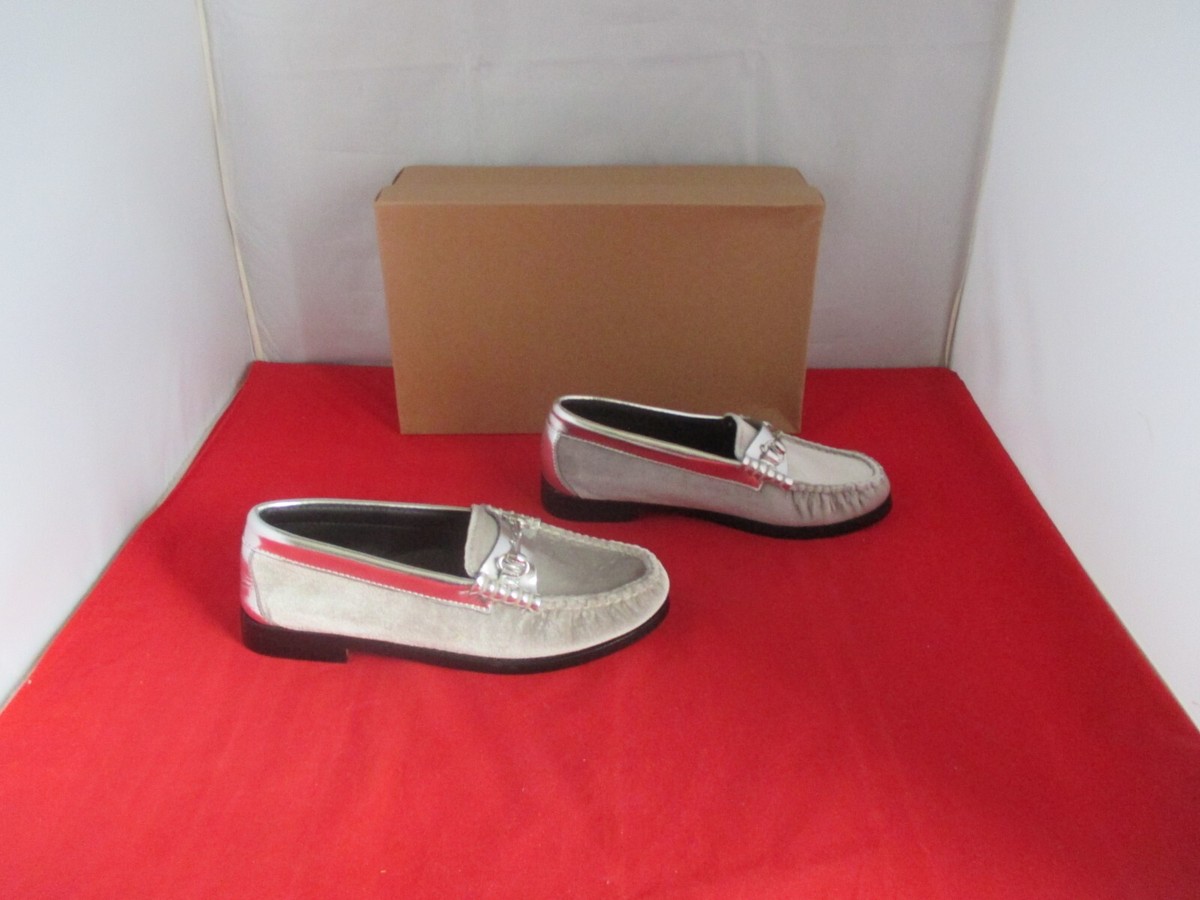 G. H. Bass & Co. Weejuns Metallic Silver Liana Velvet Horsebit Loafers New + Box GH Bass Women main image 2