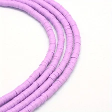 1strand Handmade Polymer Clay Beads Disc/Flat Round Heishi Beads Plum 3x1mm