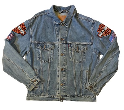 Vintage Levi's Harley Davidson Denim Jacket Size Large 70507