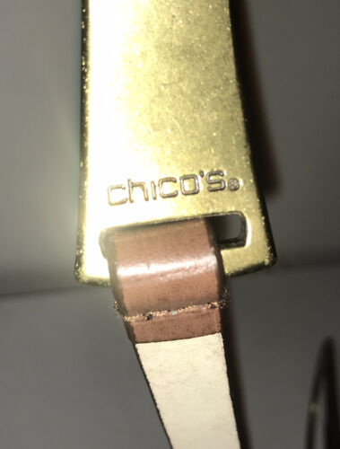 CHICOS Belt Brown Leather Slide Skinny Adjustable 