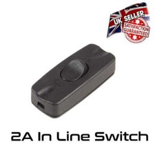 In Line Table Lamp Torpedo Light Switch 2 Amp for 2 Core Cable Black