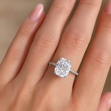 Cushion Cut CZ Engagement Ring 3.36ct Platinum Plated Sterling Silver 6.5