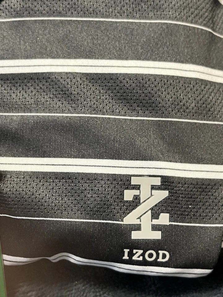 NUEVO Polo de Golf Izod Swingflex Tecnología Costura Elástica Gris y Blanco Talla L Foto 4 de 4