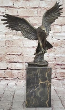 Art Deco Flying Eagle Holding a Fish 100% Bronze Sculpture Statue Figurine Sale