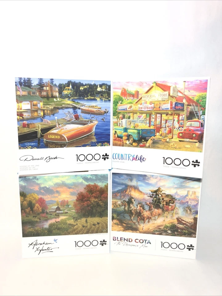 Пазл лот (4) 1000pc пазлы-100% полный пейзаж, вестерн, собаки и т. д. - Изображение 3 из 4