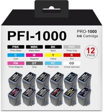 Combo Set of 12 Color PFI-1000 Ink Cartridge Fit Canon ImagePROGRAF Pro-1000