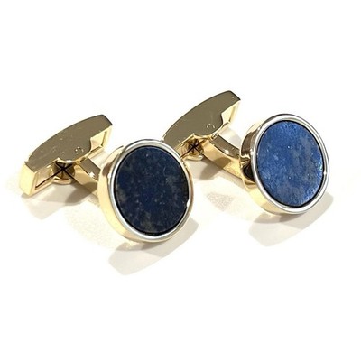 Round Lapis Lazuli Stone Cufflinks Men Birthday Wedding Essentials Gift With Box
