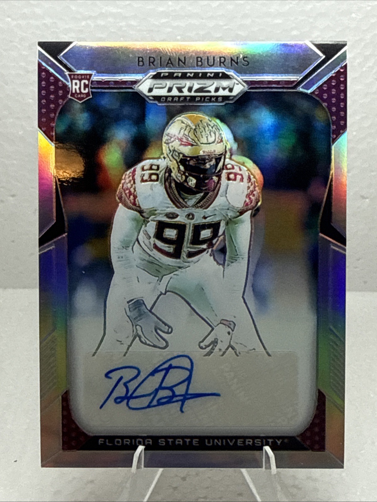 2019 Panini Prizm Draft Picks - Brian Burns #208 (RC) - Rookie AUTO 